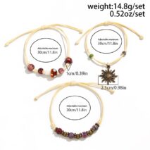 Ethnic Style 3pcs Sun Mushroom Charm Ceramic Beaded Bracelet Set - ArtGalleryZen