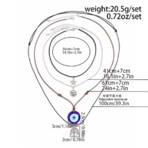 Ethnic Style 4pcs Evil Eye Sun Star Family Tree Pendant Wax Cord Necklace Set - ArtGalleryZen