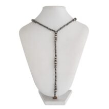 Ethnic Style Antique Silver Beaded Long Chain Y Necklace - ArtGalleryZen