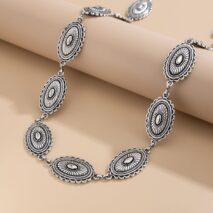 Ethnic Style Carved Oval Waist Chain - ArtGalleryZen