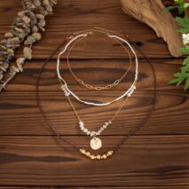 Ethnic Style Layered Pleated Round Disk Pendant Turquoise Seed Beaded Necklace Set - ArtGalleryZen