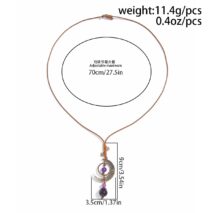 Ethnic Style Moon Chalcedony Pendant Wax Cord Necklace - ArtGalleryZen