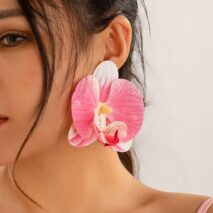 Exaggerated Butterfly Orchid Flower Stud Earrings - ArtGalleryZen