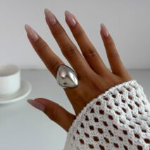 Exaggerated Chunky Gold Silver Tone Glossy Ring - ArtGalleryZen