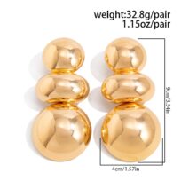 Exaggerated Circular Oval Splicing Stud Earrings - ArtGalleryZen