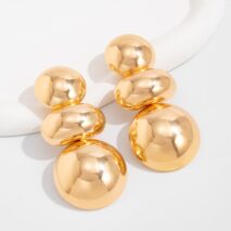 Exaggerated Circular Oval Splicing Stud Earrings - ArtGalleryZen
