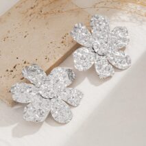 Exaggerated Gold Silver Plated Flower Earrings - ArtGalleryZen