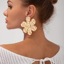 Exaggerated Gold Silver Plated Flower Earrings - ArtGalleryZen