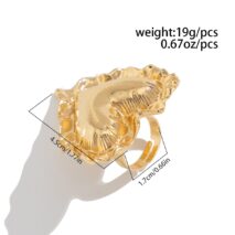 Exaggerated Gold Silver Tone Pleated Heart Ring - ArtGalleryZen