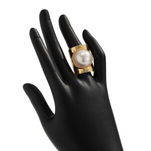 Exaggerated Pearl Inlaid Knuckle Ring - ArtGalleryZen