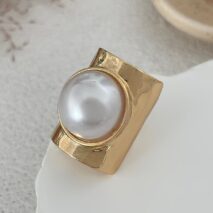 Exaggerated Pearl Inlaid Knuckle Ring - ArtGalleryZen