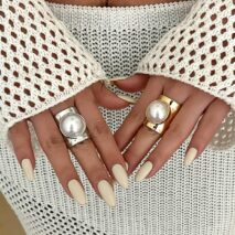 Exaggerated Pearl Inlaid Knuckle Ring - ArtGalleryZen