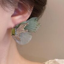 Forest Style Rhinestone Inlaid Chiffon Butterfly Stud Earrings - ArtGalleryZen