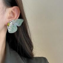 Forest Style Rhinestone Inlaid Chiffon Butterfly Stud Earrings - ArtGalleryZen