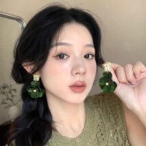 French Style Chunky Flower Dangle Textured Square Earrings - ArtGalleryZen