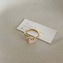 French Style CZ Inlaid Butterfly Enamel Flower Pearl Open Ring - ArtGalleryZen