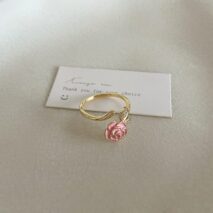 French Style CZ Inlaid Butterfly Enamel Flower Pearl Open Ring - ArtGalleryZen
