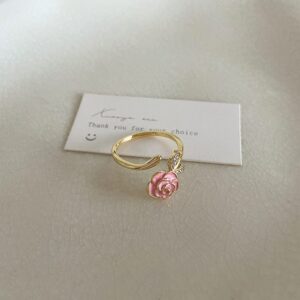 French Style CZ Inlaid Butterfly Enamel Flower Pearl Open Ring - ArtGalleryZen