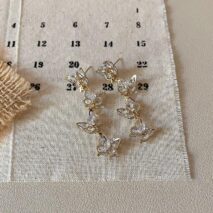 French Style CZ Inlaid Butterfly Tassel Earrings - ArtGalleryZen