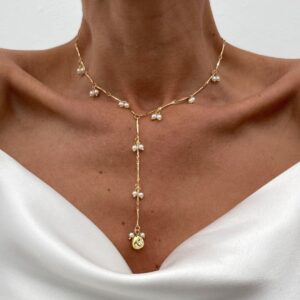 French Style Pearl Tassel Bone Chain Y Necklace - ArtGalleryZen