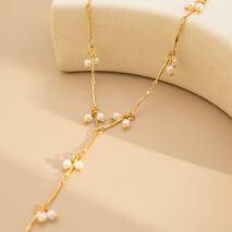 French Style Pearl Tassel Bone Chain Y Necklace - ArtGalleryZen