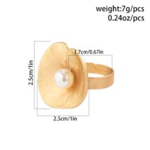 French Style Round Disk Pleated Pearl Open Ring - ArtGalleryZen