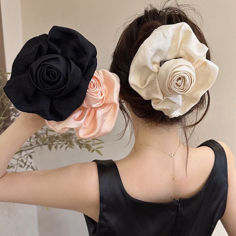 French Temperament Rose Flower Hair Claw Clip - ArtGalleryZen