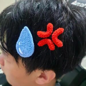Funny Angry Sweating Water Drop Knitted Hair Clip - ArtGalleryZen