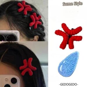 Funny Angry Sweating Water Drop Knitted Hair Clip - ArtGalleryZen