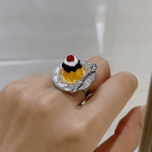 Funny Simulation Dessert Cake Pudding Adjustable Ring - ArtGalleryZen