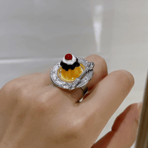 Funny Simulation Dessert Cake Pudding Adjustable Ring - ArtGalleryZen