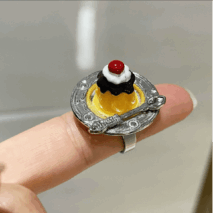 Funny Simulation Dessert Cake Pudding Adjustable Ring - ArtGalleryZen