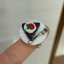 Funny Simulation Dessert Cake Pudding Adjustable Ring - ArtGalleryZen