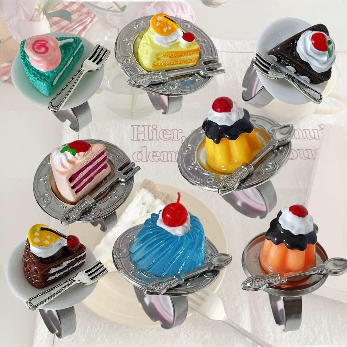 Funny Simulation Dessert Cake Pudding Adjustable Ring - ArtGalleryZen