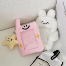 Furry Bunny Cat Pudding Kpop Keychain Plush Photocard Holder - ArtGalleryZen