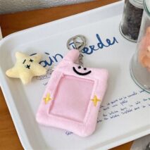 Furry Bunny Cat Pudding Kpop Keychain Plush Photocard Holder - ArtGalleryZen