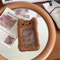 Furry Bunny Cat Pudding Kpop Keychain Plush Photocard Holder - ArtGalleryZen