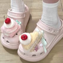 Furry Cherry Cake Crocs Sandals Decoration Shoe Charms - ArtGalleryZen