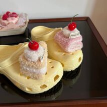 Furry Cherry Cake Crocs Sandals Decoration Shoe Charms - ArtGalleryZen