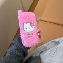Furry Embroidery Hello Kitty Mirror Flip iPhone Case - ArtGalleryZen