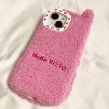 Furry Embroidery Hello Kitty Mirror Flip iPhone Case - ArtGalleryZen
