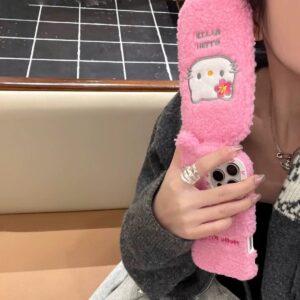 Furry Embroidery Hello Kitty Mirror Flip iPhone Case - ArtGalleryZen