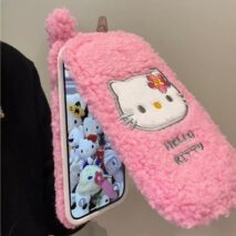 Furry Embroidery Hello Kitty Mirror Flip iPhone Case - ArtGalleryZen