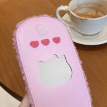 Furry Embroidery Hello Kitty Mirror Flip iPhone Case - ArtGalleryZen