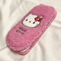 Furry Embroidery Hello Kitty Mirror Flip iPhone Case - ArtGalleryZen
