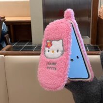 Furry Embroidery Hello Kitty Mirror Flip iPhone Case - ArtGalleryZen