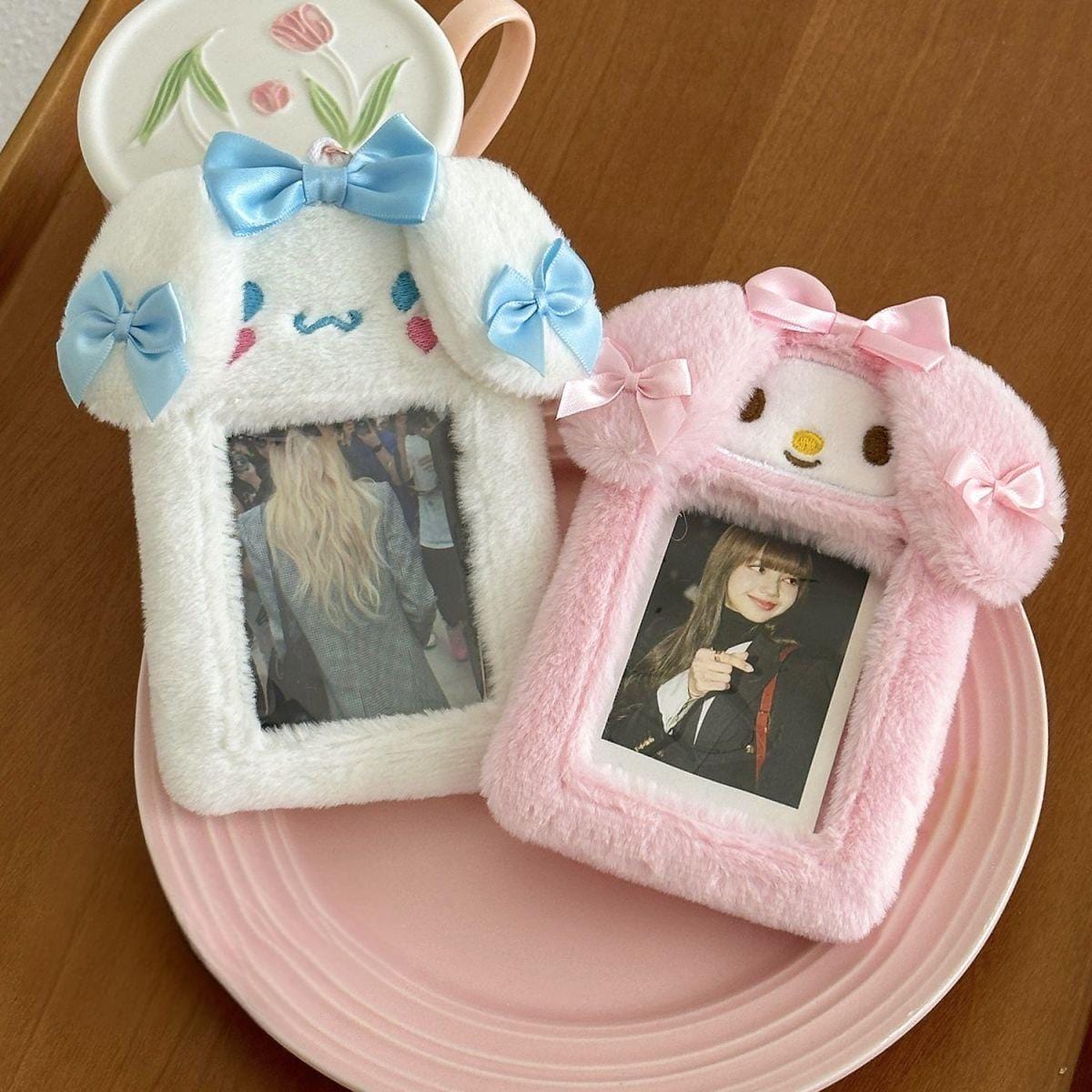 Furry My Melody Cinnamoroll Kpop Keychain Photocard Holder - ArtGalleryZen