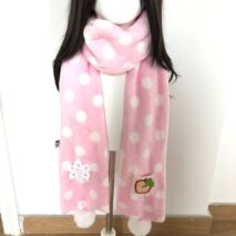 Furry Pink Polka Dots Apple Snowflake Winter Scarf - ArtGalleryZen