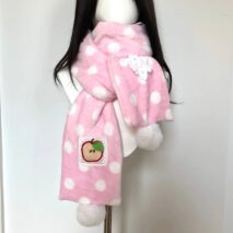 Furry Pink Polka Dots Apple Snowflake Winter Scarf - ArtGalleryZen