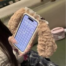 Furry Polka Dot Bowknot Bunny iPhone Case - ArtGalleryZen